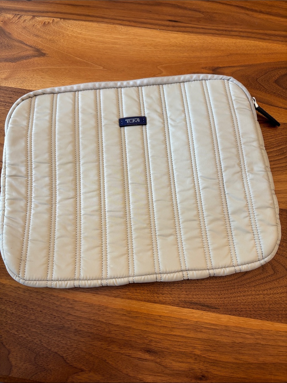 Tumi Gray Travel Laptop IPad Storage Zippered Padded Pouch